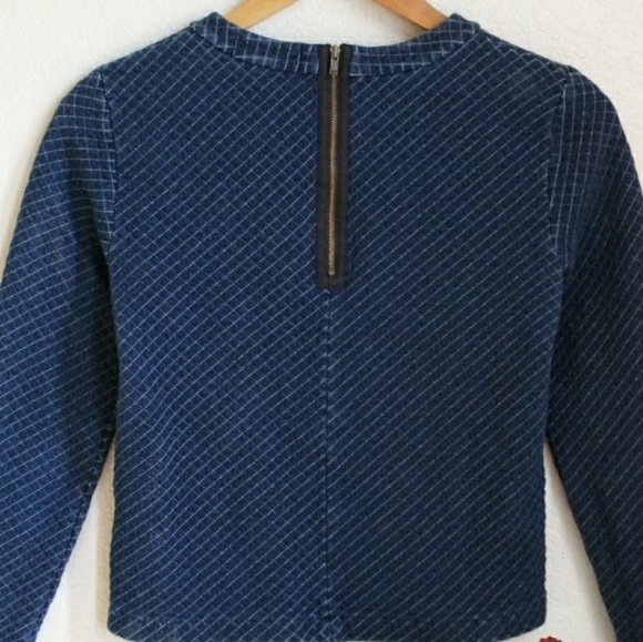 J. CREW Quilted Navy Crop Sweatshirt - Picture 5 of 8